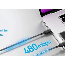 کابل شارژ 60 وات 0.9 متری USB-C به USB-C انکر مدل Anker 322 USB-C to USB-C Cable (Braided, 3ft, 60W) A81f5H11