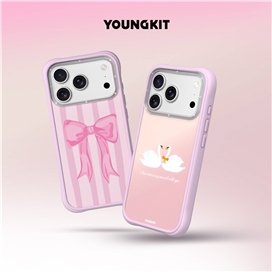 قاب برند مدل Papion پاپیون راه راه صورتی یانگ کیت Youngkit آیفون مناسب برای Apple iPhone 17 Pro Max