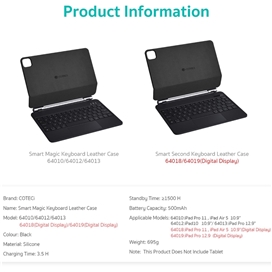 کیبورد کیس مگنتی iPad Pro 11 2024 کوتسی Coteci Magic Keyboard 64018
