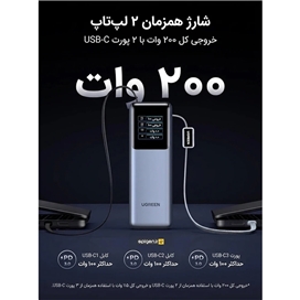 پاور بانک هوشمند 200 واتی با کابل جمع شونده و 4 پورت یوگرین | Ugreen Nexode Pro 25000mAh