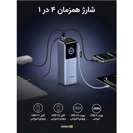پاور بانک هوشمند 200 واتی با کابل جمع شونده و 4 پورت یوگرین | Ugreen Nexode Pro 25000mAh