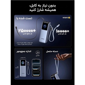 پاور بانک هوشمند 200 واتی با کابل جمع شونده و 4 پورت یوگرین | Ugreen Nexode Pro 25000mAh