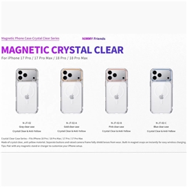 قاب برند نیمی شفاف مدل Nimmy Magnetic Crystal Clear آیفون مناسب برای Apple iPhone 18 Pro Max