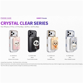 ست قاب شفاف و استند جاکارتی دار Big Eye Cute Pet نیمی Nimmy Magnetic Crystal Clear مناسب برای Apple iPhone 17 Pro Max
