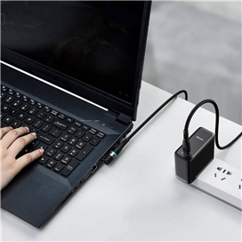 کابل شارژر مگنتی لپ تاپ بیسوس طول 2 متر توان 100 وات Baseus Zinc Lenovo Type C to DC CATXC-X01