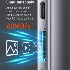 هاب 11 پورت بیسوس Baseus CAHUB-CT0G Metal Gleam B00030709811-00 توان 100 وات