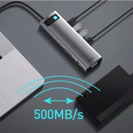 هاب 11 پورت بیسوس Baseus CAHUB-CT0G Metal Gleam B00030709811-00 توان 100 وات