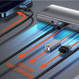 هاب 11 پورت بیسوس Baseus CAHUB-CT0G Metal Gleam B00030709811-00 توان 100 وات