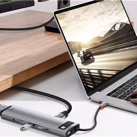 هاب 11 پورت بیسوس Baseus CAHUB-CT0G Metal Gleam B00030709811-00 توان 100 وات