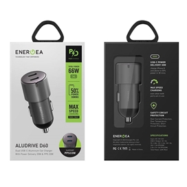 شارژر فندکی 66 وات پاور دلیوری برند انرژیا مدل Energea Alu Drive D60 66W USB-C PD Car Charger