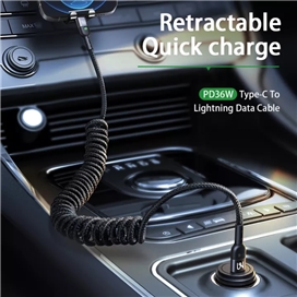 کابل فست شارژ تلفنی تایپ سی به لایتنینگ برند مکدود مدل Mcdodo CA-1960 Type-C to Lightning 36W PD Data Coiled Cable