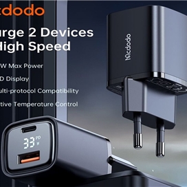 شارژر دیواری یو اس بی و تایپ سی مک دودو Mcdodo CH-1701 Digital Display Fast Charger