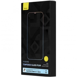 پک دوتایی گلس تمام صفحه آیفون بیسوس Baseus Tempered Glass Film Iphone 14 Pro max SGBL210302