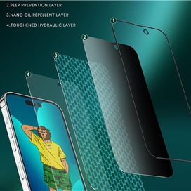 محافظ صفحه نمایش حریم شخصی گرین مدل Silicone Privacy-HD Plus مناسب برای گوشی موبایل اپل iPhone 14 Pro