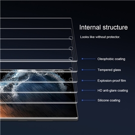 محافظ صفحه شیشه ای دورچسب تمام صفحه نیلکین سامسونگ Samsung Galaxy S23 Ultra 3D CP+ Max