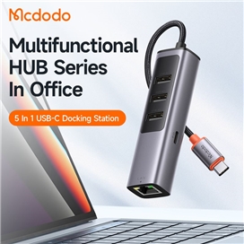 تبدیل هاب چندکاره 5 پورت مک دودو مدل MCDODO HU-1110 پورت ورودی تایپ سی