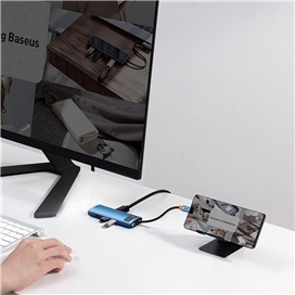 هاب 6 پورت بیسوس Baseus Metal Gleam 6 in 1 Multifunctional Type-C HUB 100W WKWG000003