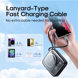 پاوربانک مگنتی با کابل همراه لایتنینگ Joyroom Magnetic Wireless 22.W JR-L007