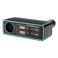 شارژر فندکی 5 پورت 125 وات پاورولوژی Powerology Brio Multi-Port Car Charger PWDA58BK