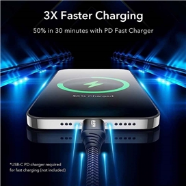 کابل USB-C به لایتنینگ برند ESR دارای MFI و شارژ طول 1 متر