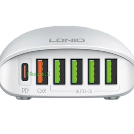 شارژر رومیزی یو اس بی و تایپ سی 65 وات الدنیو Ldnio Multi-ports Desktop Charging Station A6573C
