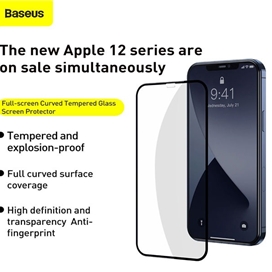 پک 2تایی محافظ صفحه شیشه ای تمام صفحه و ضد اشعه بیسوس Apple iPhone 12 Mini Baseus SGAPIPH54N-KB01