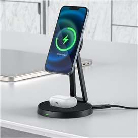 نگهدارنده شارژ بی سیم دو در یک رومیزی ACE FAST E8 desktop 2-in-1 wireless charging