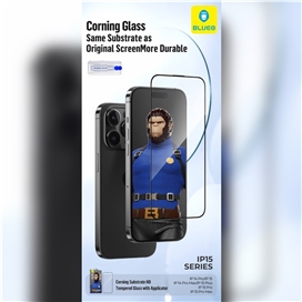 گلس برند BLUEO بهمراه ابزار نصب مدل Corning Glass With Applicator مناسب برای Apple iPhone 15 Pro