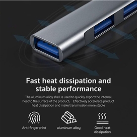 هاب چهار پورت تایپ سی کوتسی Coteetci 4in1 4 port usb2.0*3 usb3.0*1 HUB 83005-GY