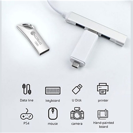 هاب چهار پورت تایپ سی کوتسی Coteetci 4in1 4 port usb2.0*3 usb3.0*1 HUB 83005-GY