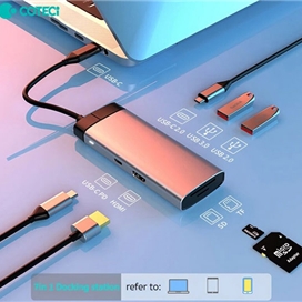 هاب 6 پورت تایپ سی کوتسی Coteci 6in1 USB-C HUB Multiport Adapter 16007