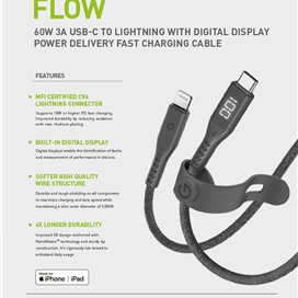 کابل آیفون USB-C 60W به لایتنینگ انرژیا مدل FLOW with Display