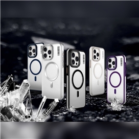 قاب YOUNGKIT یانگکیت Apple iPhone 15 Pro Max Crystal Grid Non Yellowing Magsafe Stand Series