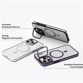 قاب YOUNGKIT یانگکیت Apple iPhone 15 Pro Max Crystal Grid Non Yellowing Magsafe Stand Series