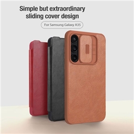 کیف چرمی نیلکین سامسونگ Samsung Galaxy A35 Nillkin Qin Pro Leather Case دارای محافظ دوربین