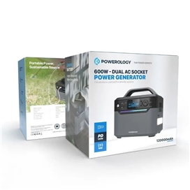 پاورژنراتور قابل حمل 600 وات پاورولوژی Powerology 120000mAh Portable Power Generator Fast Charging 384Wh 600W PPBCHA39