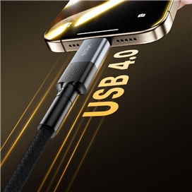 کابل تایپ سی به تایپ سی 240 وات انتقال تصویر پاورولوژی Powerology USB4 Type-C Braided Cable PCAB009