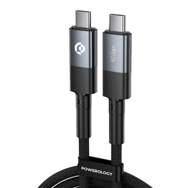 کابل تایپ سی به تایپ سی 240 وات انتقال تصویر پاورولوژی Powerology USB4 Type-C Braided Cable PCAB009