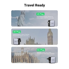 شارژر دیواری 65 وات Nexode با یک پورت USB-A و دو پورت USB-C یوگرین مدل CD296 کد 90409