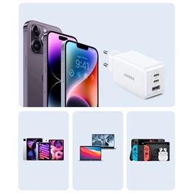 شارژر دیواری 65 وات با دو پورت USB-C و یک پورت USB-A یوگرین مدل CD244