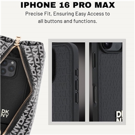 قاب آیفون 16 پرو مکس DKNY HARD CASE MAGSAFE REPEAT PATTERN PU LEATHER