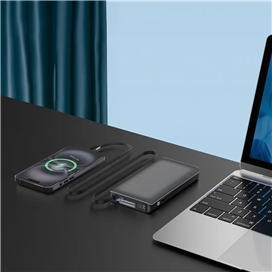 پاوربانک 22 وات 10000 با کابل تایپ سی جمع شونده پاورولوژی Powerology Power Bank PPBCHA71