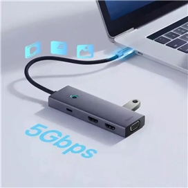 هاب هفت پورت تایپ سی بیسوس Baseus 7 in 1 Triple-Display Hub BS-OH117