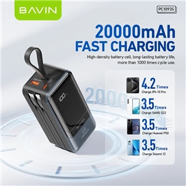 پاوربانک 20000 باوین Bavin PC1093S Fast Charge توان 65 وات
