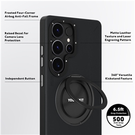 قاب یانگ کیت Youngkit Leather 360° Rotation Ring Stand Case Magsafe Samsung مناسب برای Galaxy S25 Ultra