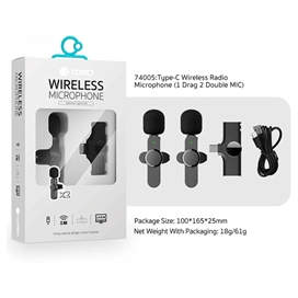 مکروفون یقه ای وایرلس تایپ سی پک دو عددی کوتتسی COTETCI Wireless Microphone 74005