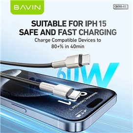 کابل Type-C به Type-C باوین Bavin CB355 طول 1 متر توان 60 وات