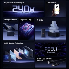 هاب شارژر 5 پورت بیسوس Baseus P10163901113 Simultaneous Charging CCGAN240CE توان 240 وات