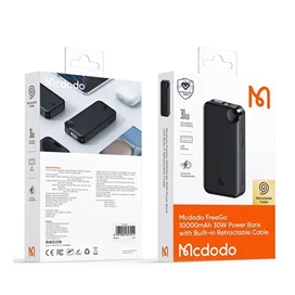 پاوربانک 30 وات 10000 با کابل تایپ سی متصل مک دودو Mcdodo FreeGo PowerBank MC-3870