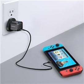 آداپتور شارژ 20 وات با کابل دو سر تایپ سی پاورولوژی Powerology Ultra-Compact GaN Charger PWCUQC016-C